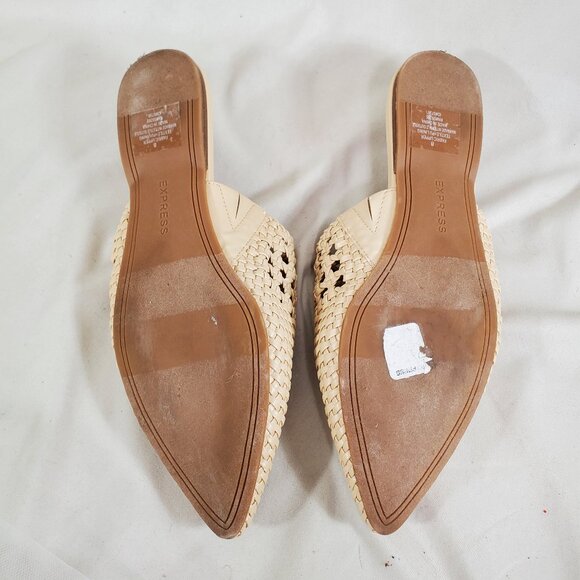 EXPRESS pointed toe ivory woven slip on mules 8 - Picture 4 of 4